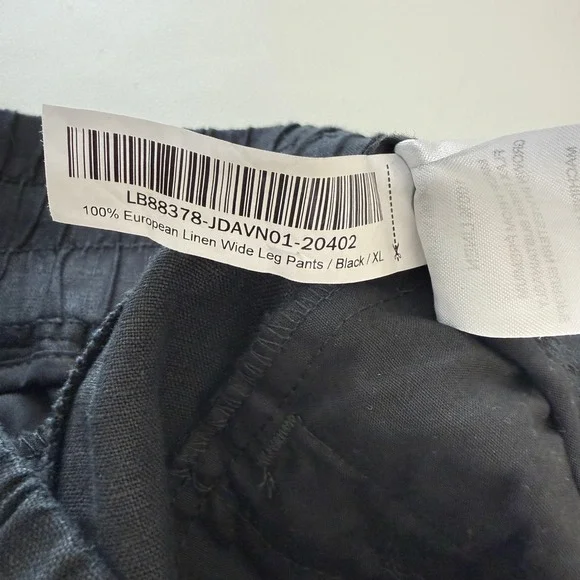 Quince European Linen Wide Leg Pants Women XL 26" Inseam Black Minimalist Casual - Picture 5 of 6